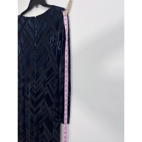 Vince Camuto Burnout Emerald Green Velvet Dress Long Sleeve Geometric Size 6 - Picture 4 of 7